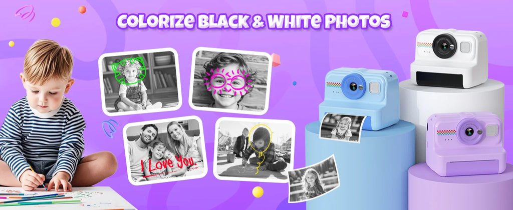 Kids Camera Instant Print, 1080P HD Instant Print Camera for Kids with 3 Rolls Print Paper, Selfie Digital Camera for Kid