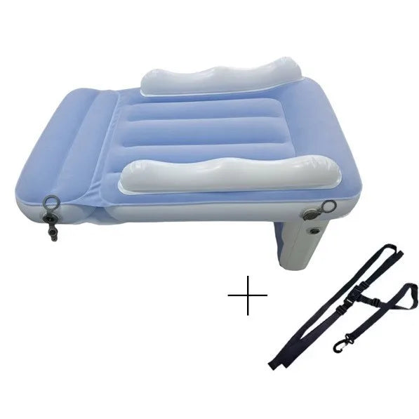 Infant Inflatable Mattress Kids Car Rear Car Mat Foldable Airplane Mattress Outdoor Travel Thickened Flocking Air Mattress