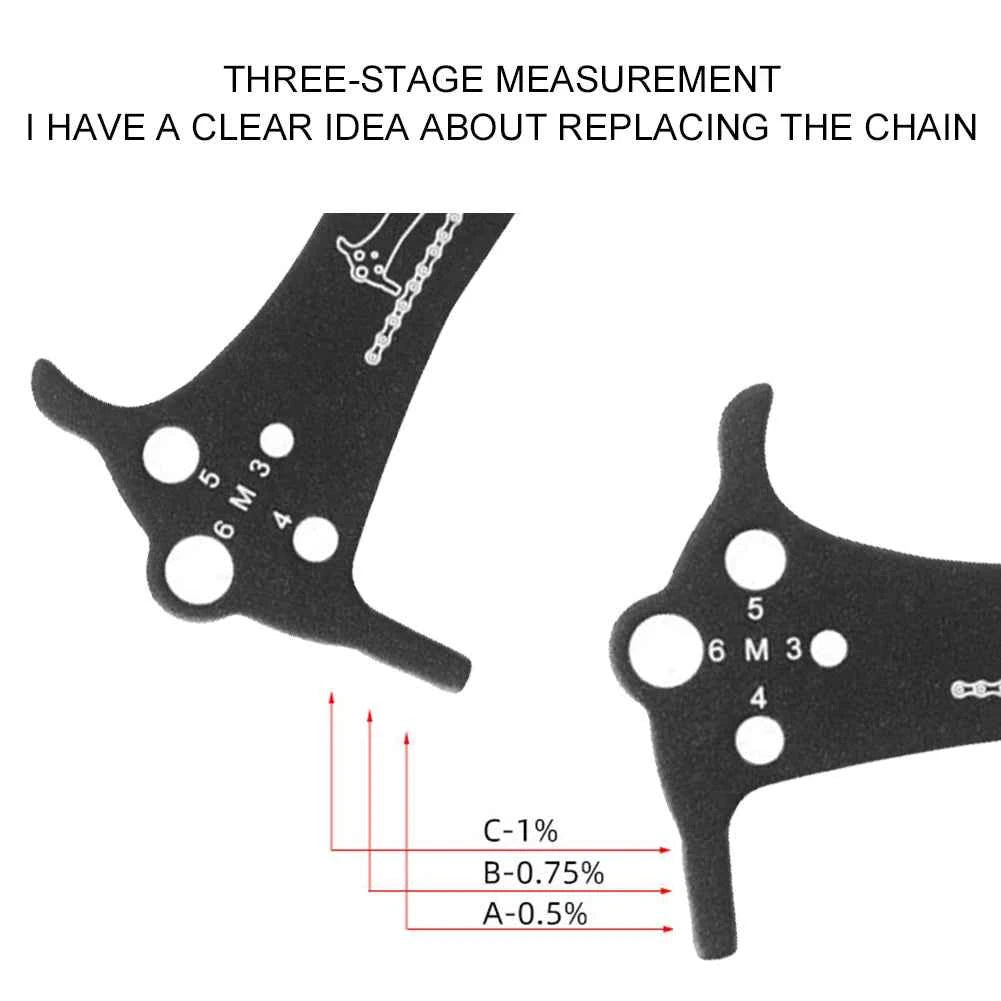 3 in 1 Bicycle Chain Checker Bike Chain Wear Indicator Tool Bicycle Chain Hook Bike Bolt Measurement Tool
