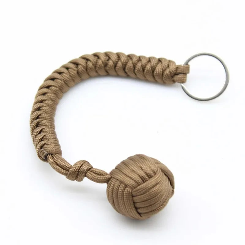Emergency Escape Parachute Rope Woven Steel Ball Self-defense Ball Hand Woven Multifunctional Parachute Rope Woven Keychain