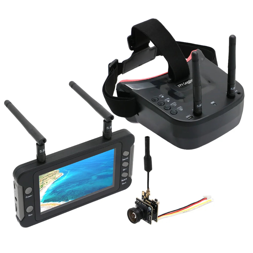 5.8G 40CH Dual Antennas FPV Goggles Monitor Video Glasses Headset HD W/ 5.8G 25mW Transmitter FPV Camera + OSD for Racing Drone