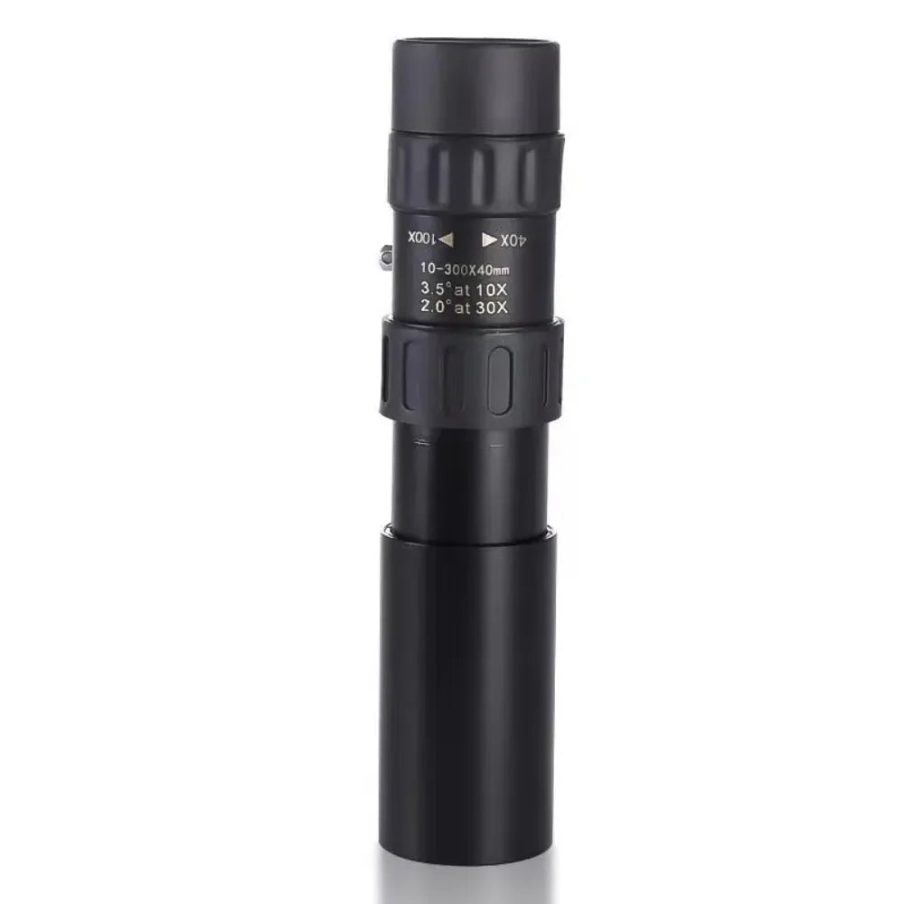 Black Color HD Zoom Monocular Telescope 10–300x for Long-Range Viewing
