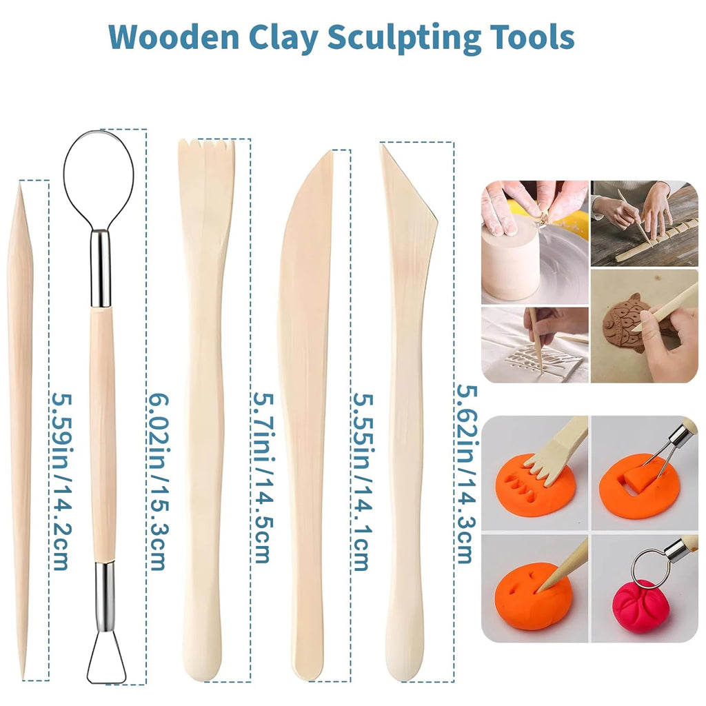 25PCS Clay Tools Kit for Sculpting and Pottery Includes Polymer Clay Tools Sculpting Tools Clay Carving Tools Pottery Tool Kit