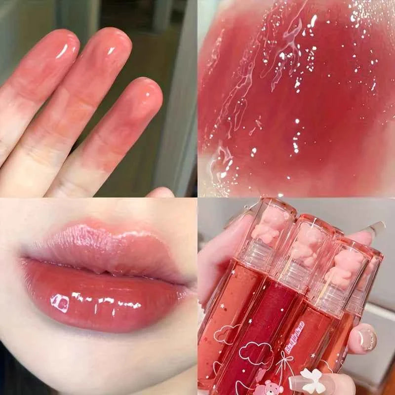 *Cute Bear Jelly Lip Gloss – Long-Lasting Mirror Shine