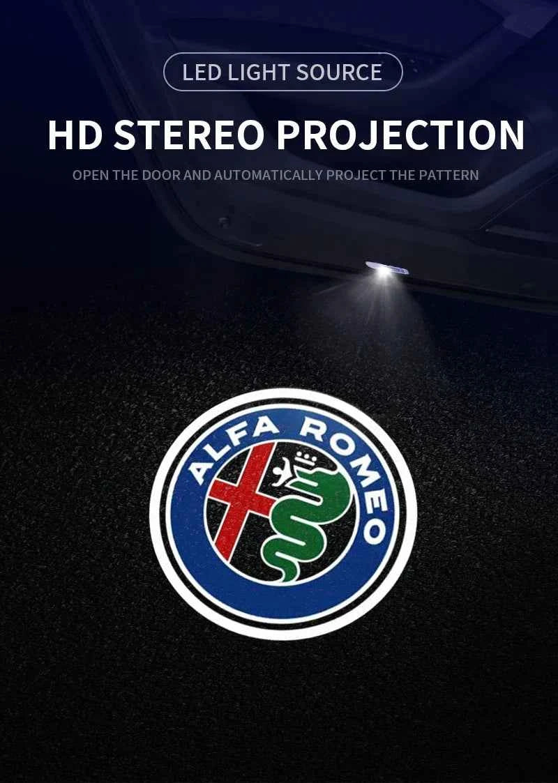 2Pcs Fashion LED Car Door Welcome Light Logo Projector for Alfa Romeo Spider Giulia Giulietta 147 156 159 Mito Stelvio GT Spider