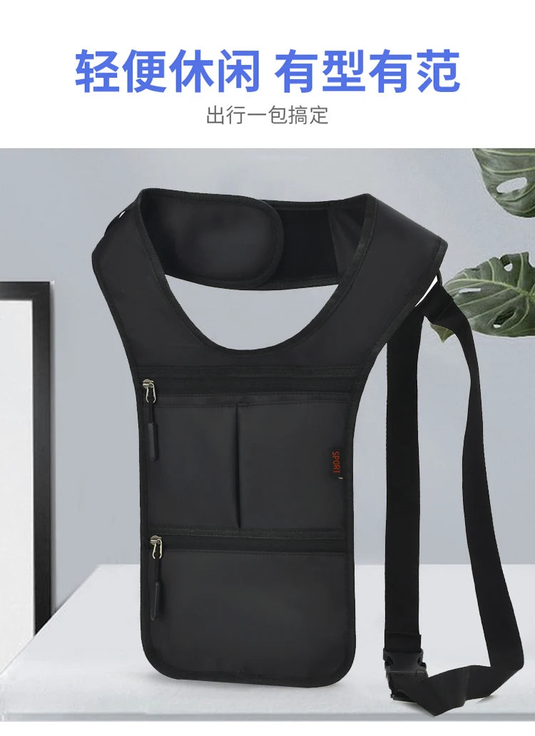 Fashion Casual Men's Tactical Waist Packs Underarm Bag Lightweight Nylon Close-fitting Hidden Vest Bag Functional Men Phone Bag