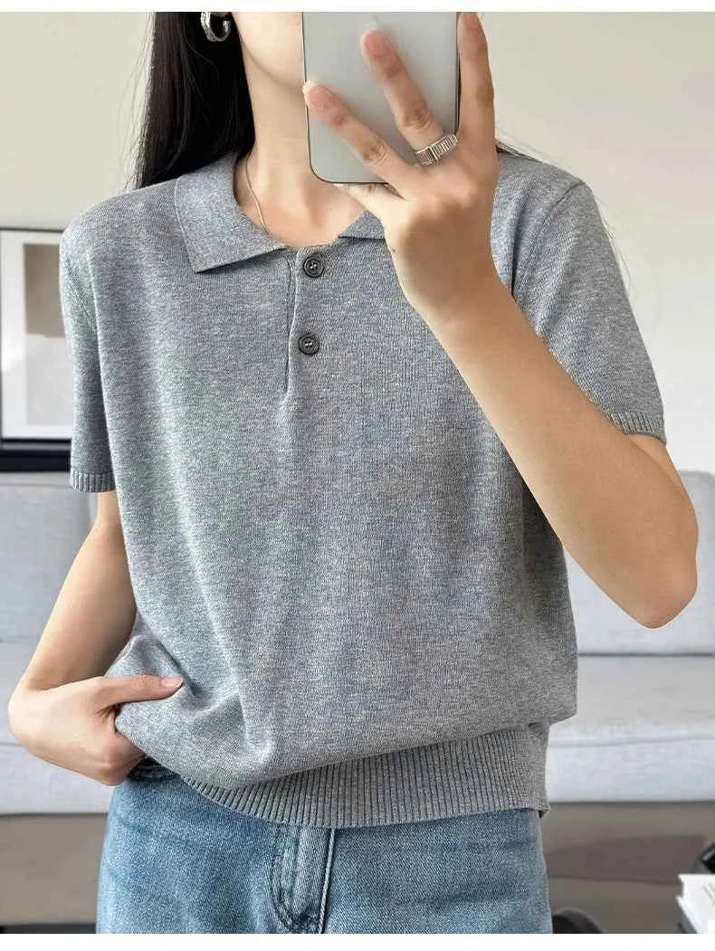WinvyNee Summer Women's Clothing Cotton Polo T-shirt Short Sleeve Polo Collar Clothes Solid Casual Pullover Female Tops A1002029