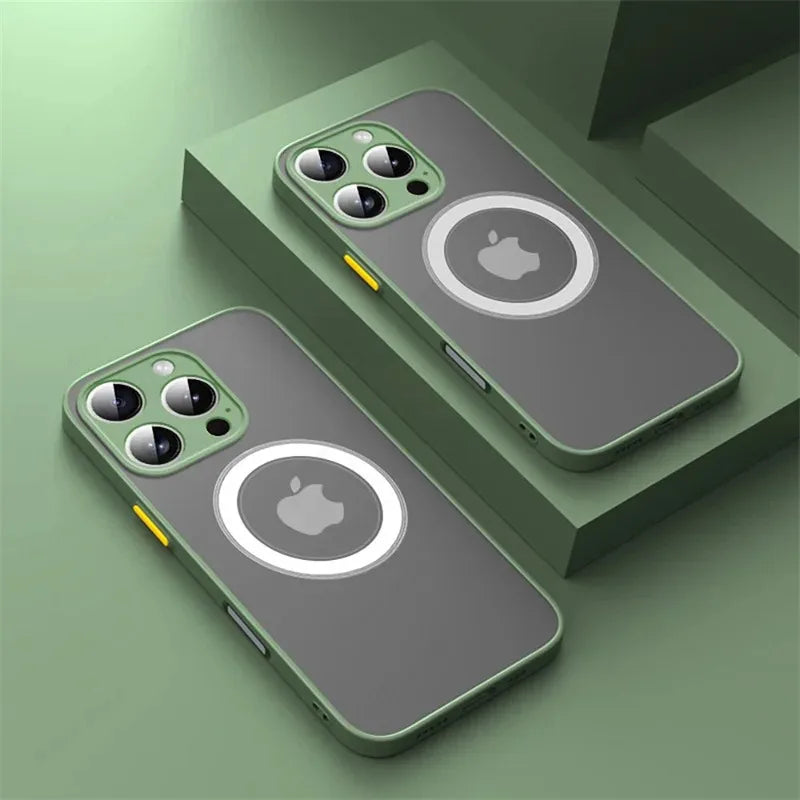 Luxury Armor Matte For Magsafe Magnetic Wireless Charging Case For iPhone 17 16 15 14 13 12 11Pro Max Mini Plus Shockproof Cover