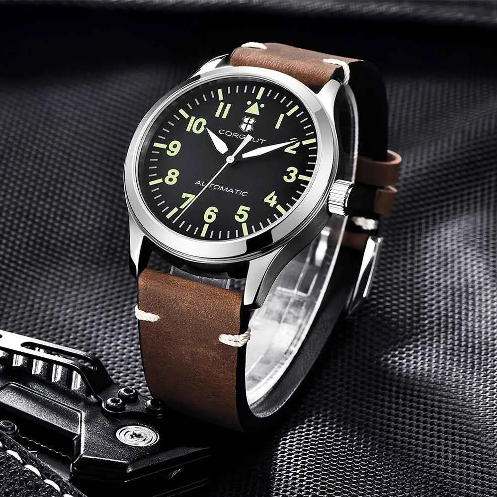 42mm Corgeut Sapphire miyota Watch Military Men Reloj Automatic Luxury Sport Design Clock Lume Leather Mechanical Wrist Watches