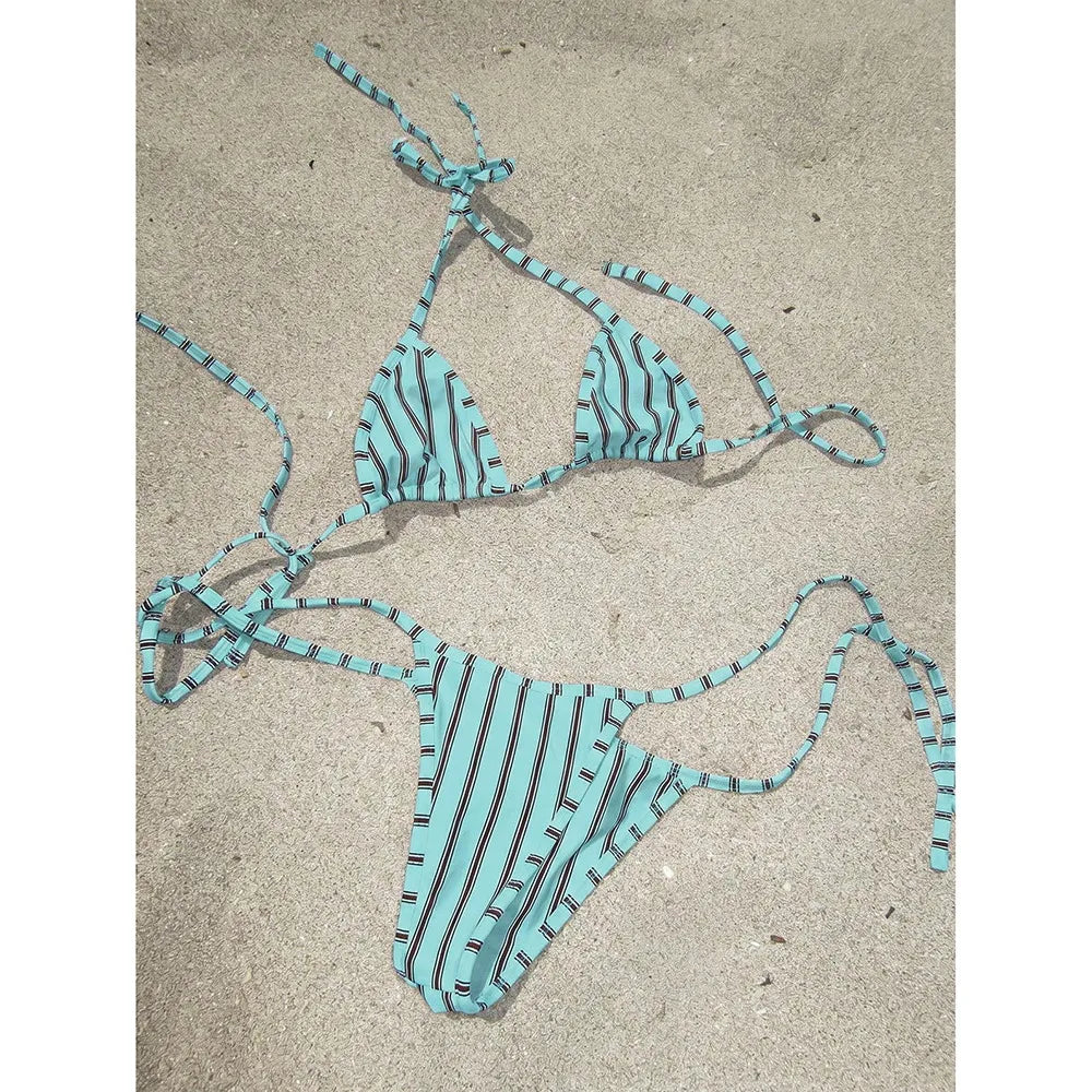 Micro Bikinis 2026 Push Up Swimsuit For Women Sexy Swimwear Brazilian Bikini Set Stripe Print Biquini Swimsuit Summer Beachwear