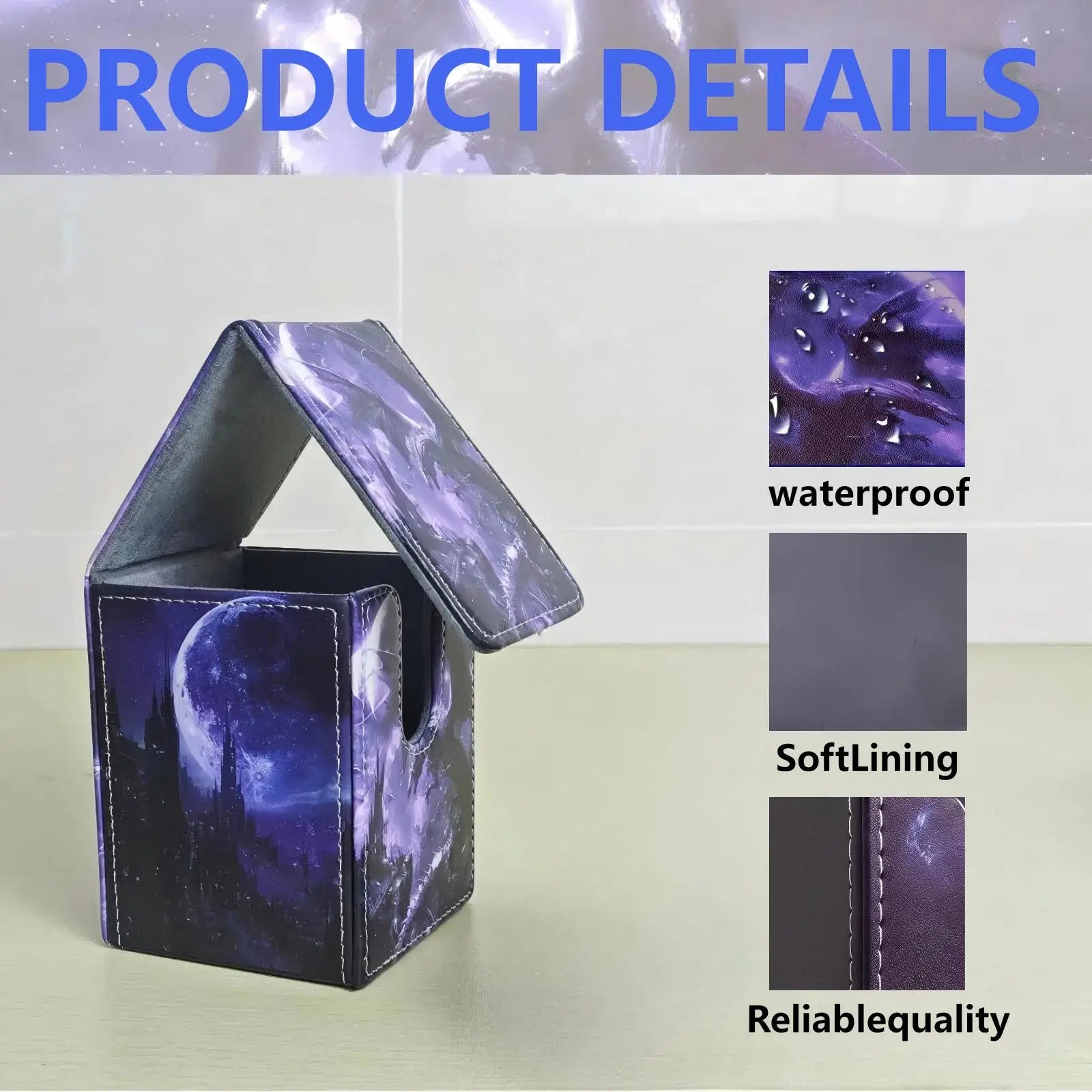 Premium Pu Leather Card Box Compatible with Mtg Cards - Can Hold More Than 100 Single Set Cards, Trading Card Storage Box Suitable for Tcg/Ptcg/Ygo Cards, Sports Card Holder with 2 Dividers, 4 Designs to Choose From, Card Org