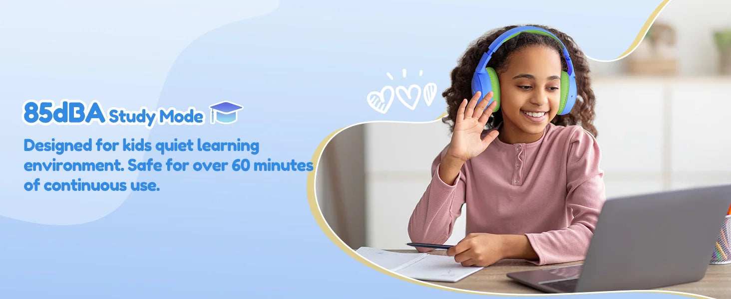 Acer Kids Bluetooth 6.0 Headphones with Built-in Mic 85/94dB Volume Limited Lightweight Over-Ear Wireless Headphones for Kids