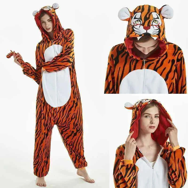 Adults Animal Onesies Unicorn Pajamas Couple Sleepwear Women Men Winter Unisex Kigurumi Costumes Cartoon Flannel Rabbit Pajamas