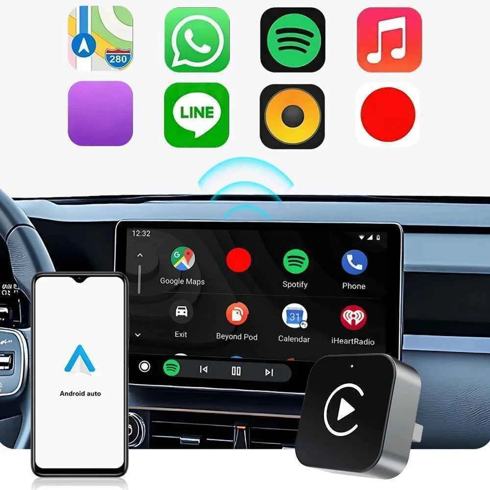 2 IN 1 Wireless Carplay Android Auto Adapter Wired to Wireless carplay Adapter for iPhone Wireless Control Plug & Play Carplay