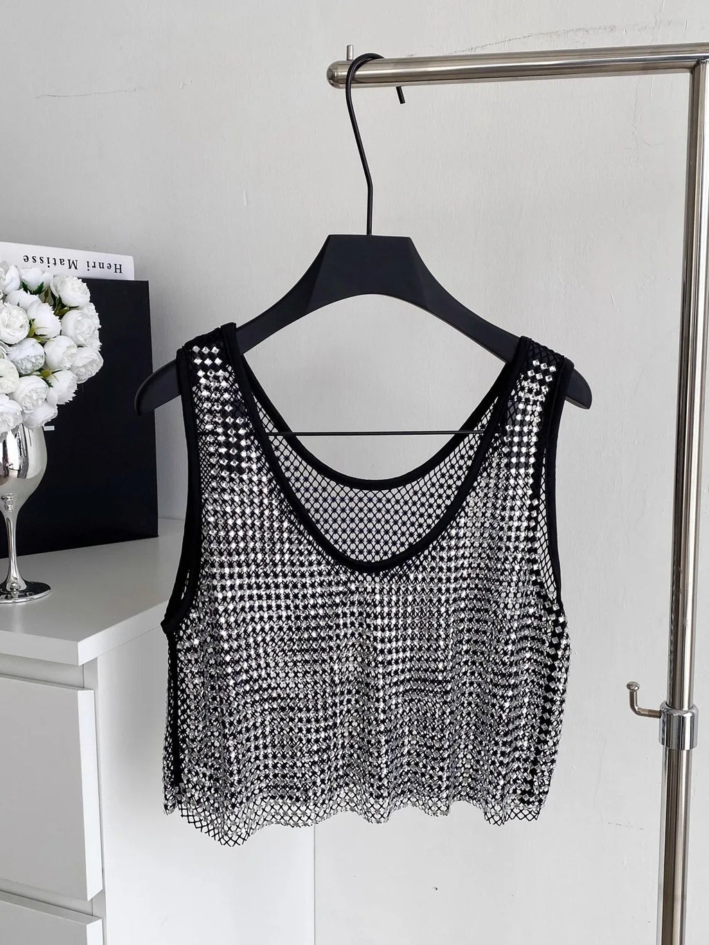 Ele Svel Women's Vest Summer Me Hollow Heavy Embroidery ort Design Street Sexy Top Faion Commute Sle Slim Fit