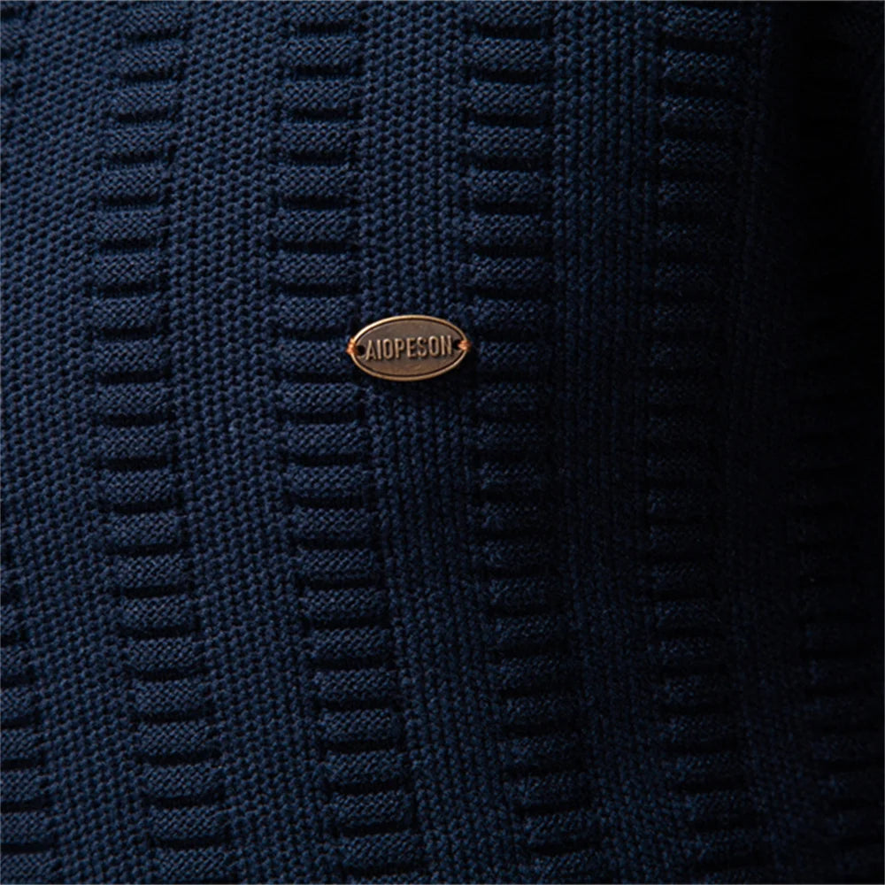 AIOPESON Luxury Striped Pullover Men Old Money Style Cotton Knitwear Thick Warm Crew Neck Winter Social Sweater Male