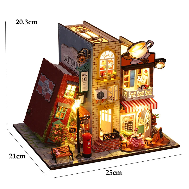 DIY Wooden Dollhouse Mini Building Kit Handmade Doll House Case Model 3D Puzzle Assembly With Furniture Toys For Christmas Gifts