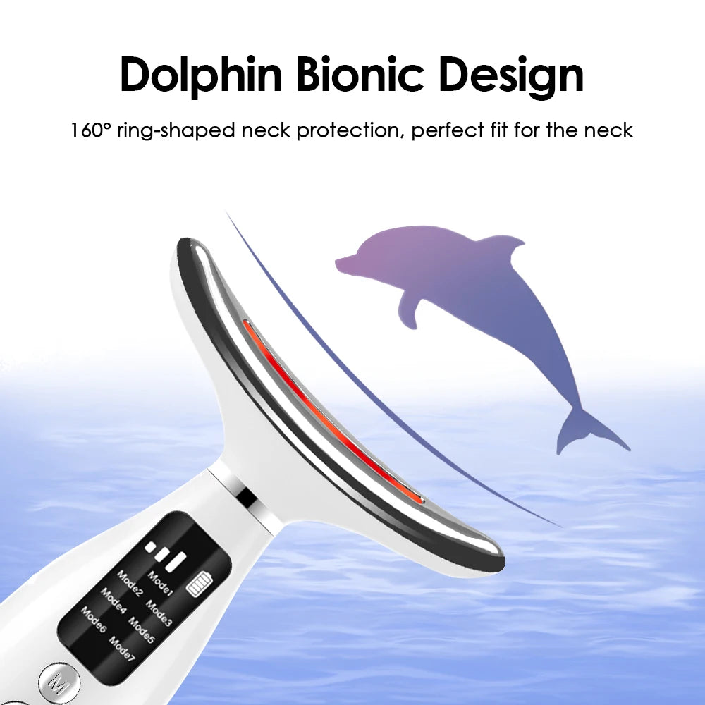 Neck Face Beauty Device 7 Color Light Skin Tighten Reduce Double Chin Anti Wrinkle Facial Lifting Massager