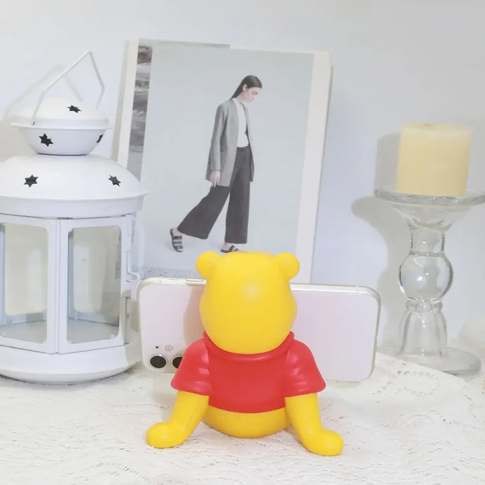 Funny Winnie The Pooh Phone Stand Holder for Desk Cute Bear Shape Universal Tablet Stand Dorm Room Decor Study Binge Watching