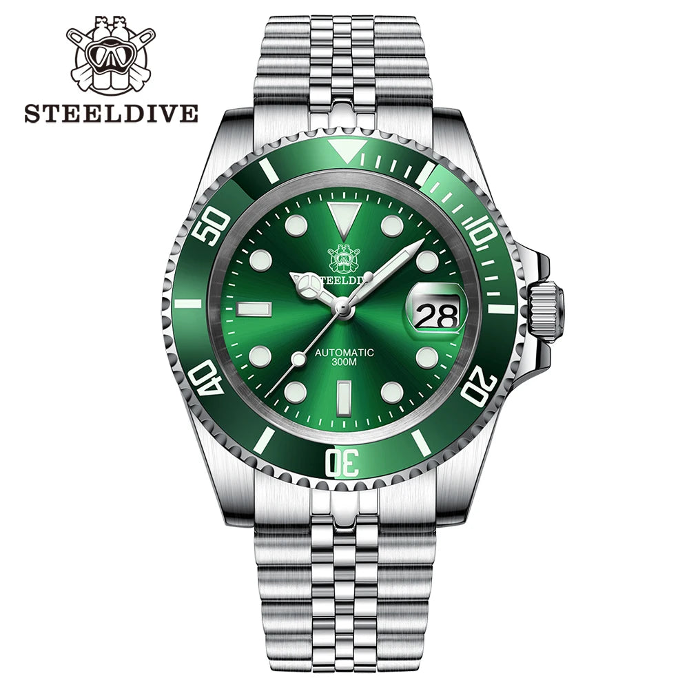 STEELDIVE SD1953 New Arrival Stainless Steel Bi-Color Dial NH35 Automatic Watch 300M Waterproof Sapphire Glass Men Dive Watches