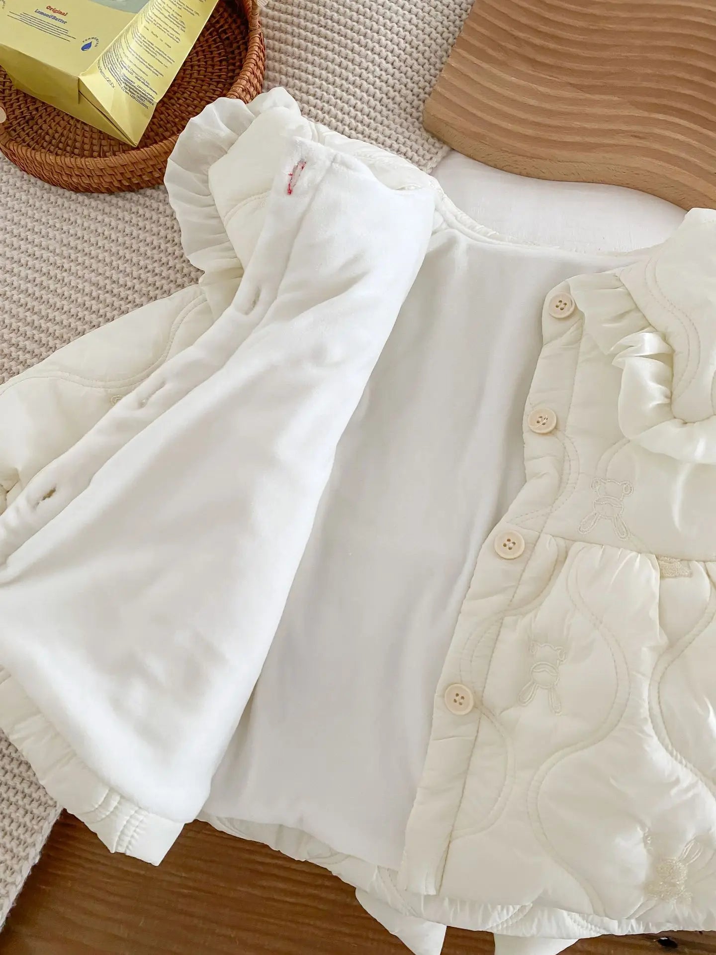 Stock Clearance 90cm 7935 Baby Girls Cotton-padded Jacket Coat Winter New Plus Velvet Baby Girl's Coat Fashion Warm Outerwear