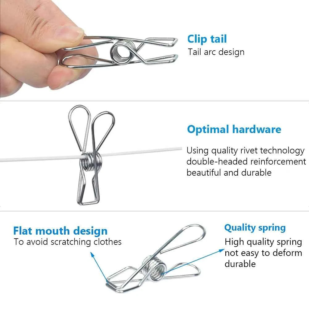 5CM 6CM Stainless Steel Clips 10/20/40 Clothes Pins Pegs Holders Clothing Clamps Sealing Clip Household Multipurpose Clothespin