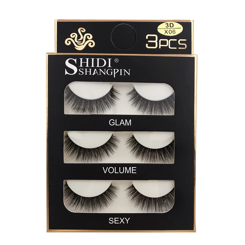 SHIDISHANGPIN 3 pairs 27 styles 3D Faux Mink Hair Soft False Eyelashes Fluffy Wispy Thick Fake Lash Handmade Eyelash Eye Makeup