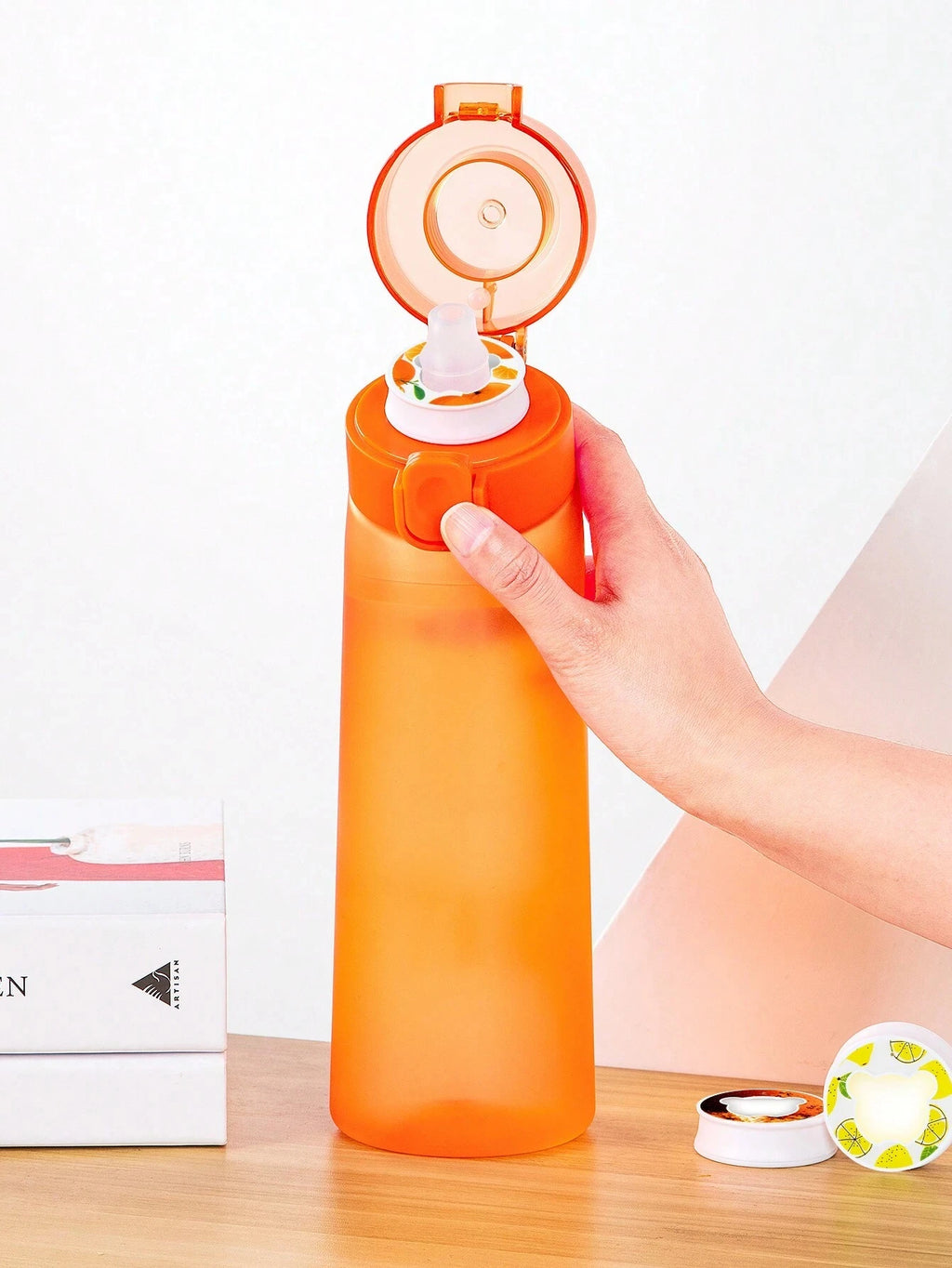 1pc Air Water Bottle With 1pc Random Flavor Pods Portable Transparent With Straw Leak Proof Suitable for Outdoor Sports
