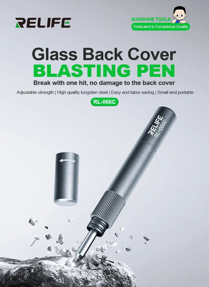 RELIFE RL-066C Back Glass Breaking Pen Phone Rear Camera Disassembly Tools Back Glass Removal Repair Refurbushing Blasting Tool