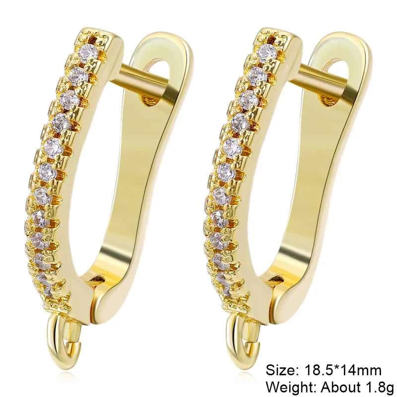 Juya Handmade 18K Real Gold Plated Earwire Fasteners Earring Hooks Accessories For DIY Women's Anti-Allergy Earrings Making
