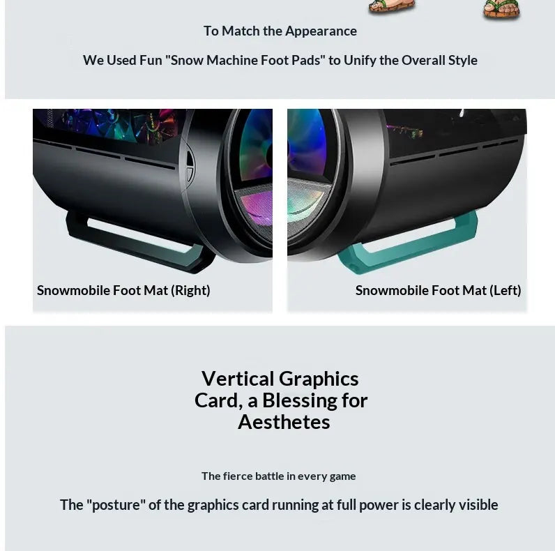 WJCOOLMAN Yuanqidan Mini Computer Case - Circular Side-Exposed Desktop Computer Case Compatible with 240 Water Cooling
