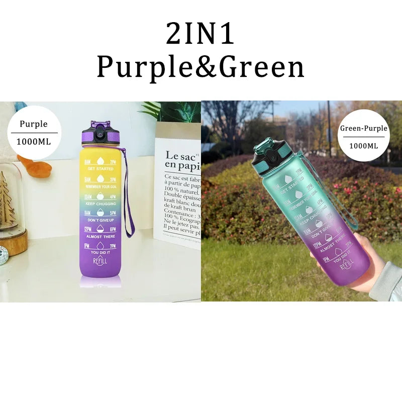 1 Liter Water Bottle Motivational Sport Water Bottle Leakproof Drinking Bottles Outdoor Travel Gym Fitness Jugs For Kitchen