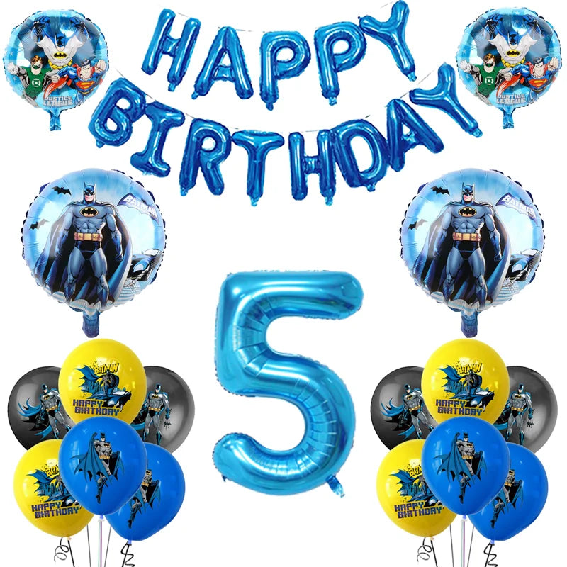Party Tableware The Dark Hero Cartoon Boys Balloons Birthday Party Decoration Plate Cup Napkins Balloons Baby Shower Supplies