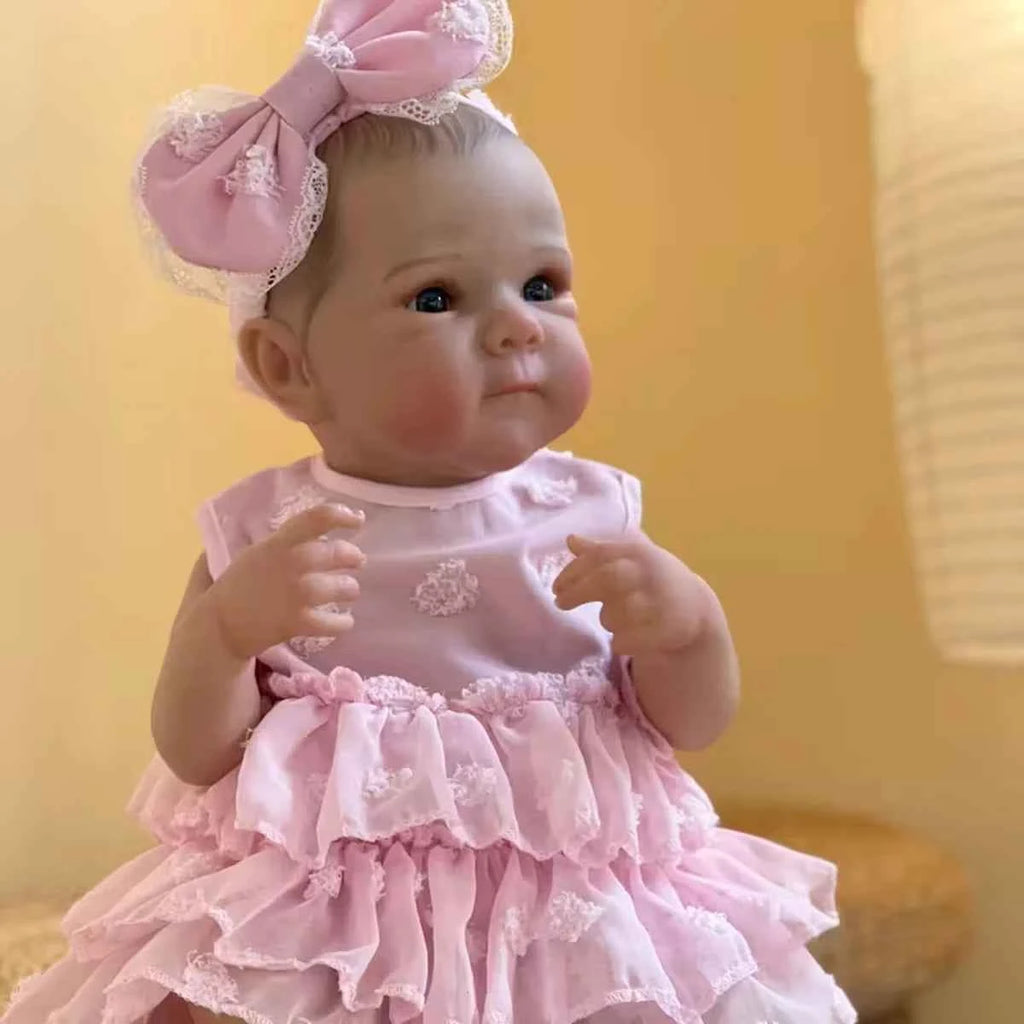 JOYORA Realistic Rebirth Doll Pink Dress Fashion Doll High Quality Soft Vinyl 3D Skin Baby Doll Cute Children Playmate Gift Toy