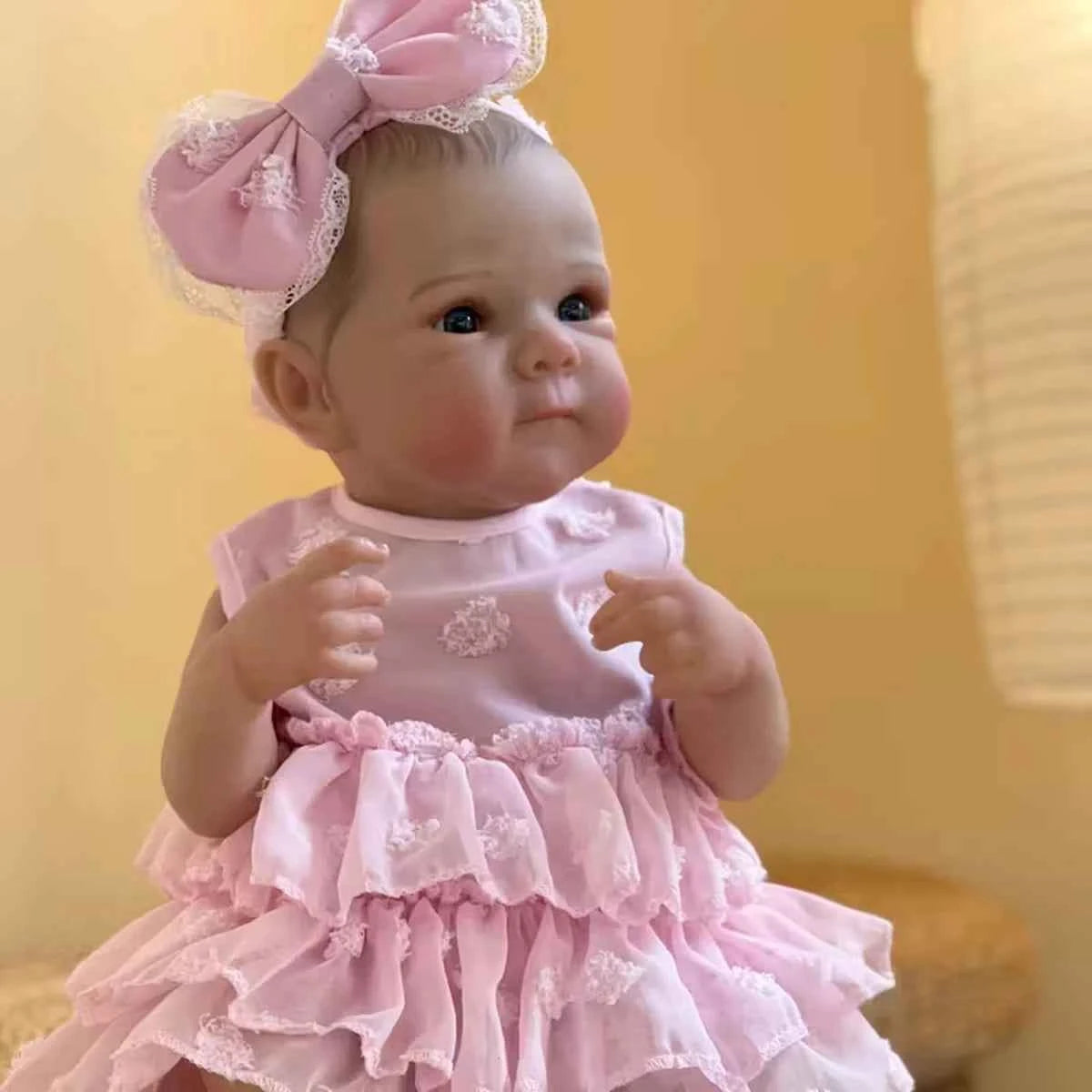 JOYORA Realistic Rebirth Doll Pink Dress Fashion Doll High Quality Soft Vinyl 3D Skin Baby Doll Cute Children Playmate Gift Toy
