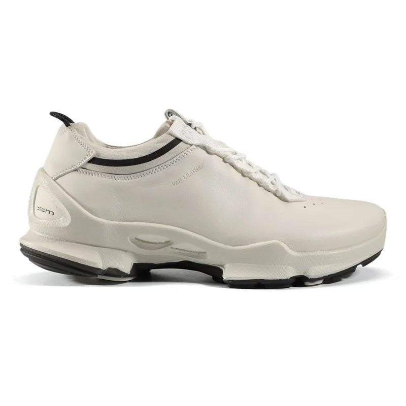 Natural Genuine Leather Shoes Men Athletic City Walk Casual Luxury Brand Cowhide Sneaker Stylish Business Office Training White