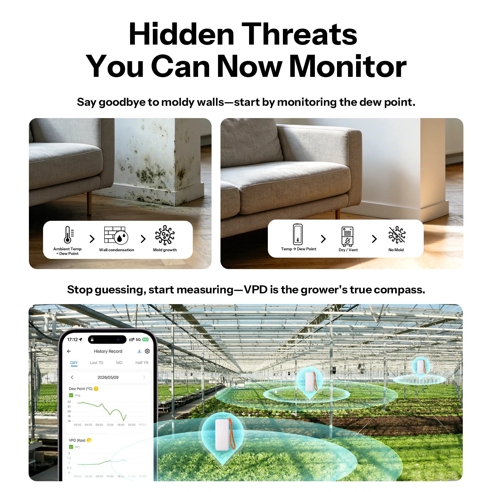 SONOFF SNZB-02B AirGuard TH Lite Zigbee Temperature Humidity Sensor,High-Accuracy Sensing, 6-Month Data Log,Long Battery Life