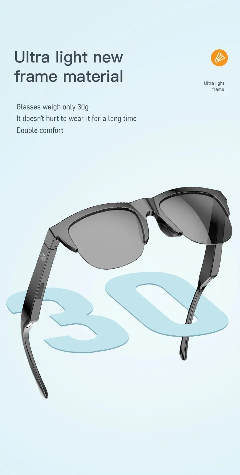 New Smart Bluetooth V5.3 Sunglasses Glasses Call Outdoor Sports Headphones HIFI Black Technology Anti-touch UV For Men And Women