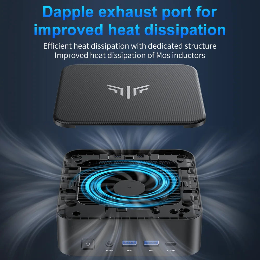 NIPOGI Mini PC with AMD Ryzen 7 7735HS 16GB DDR4 512GB M.2 SSD Mini Gaming PC with USB Type-C Supports Triple 4K Display