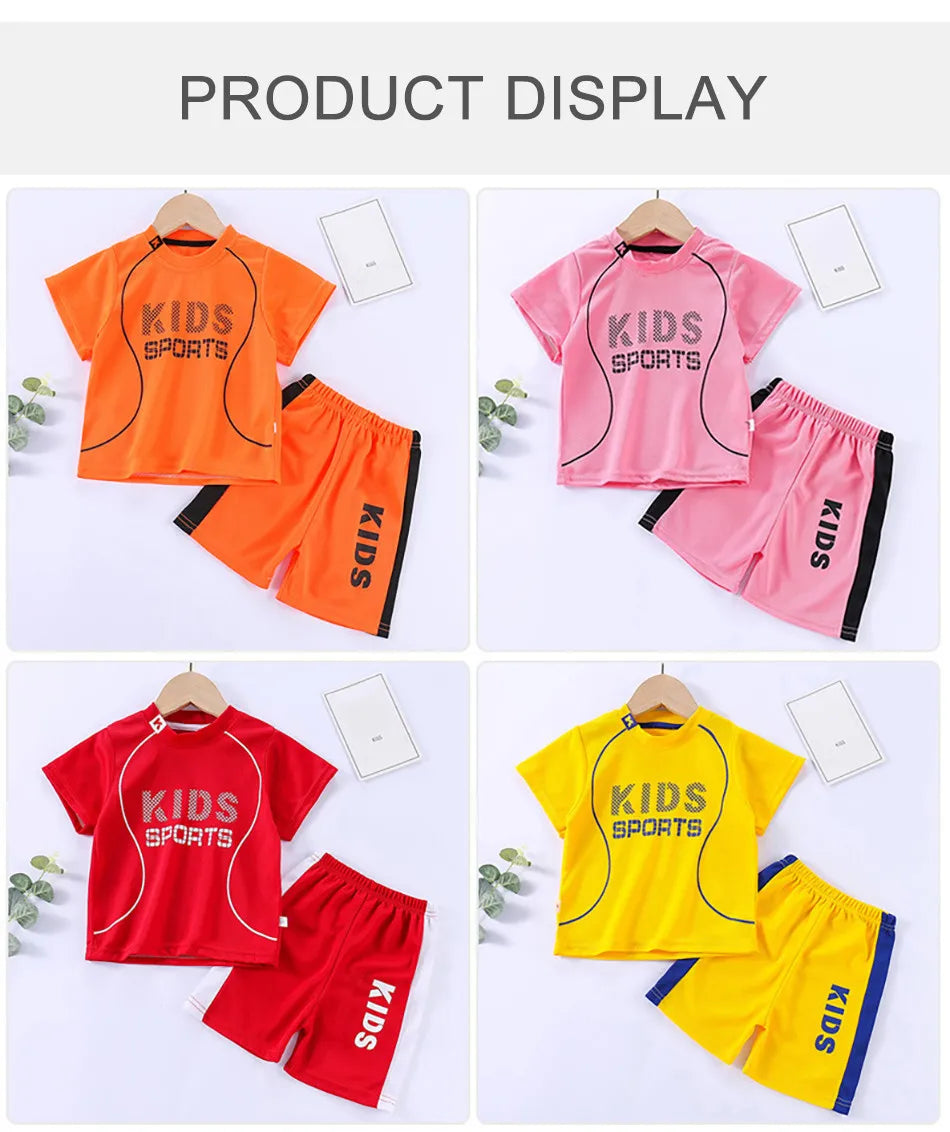 Baby T Shirt Shorts Boy Girl Summer Quick Drying Tops Bottoms Kids 2 Pcs Clothing Set Children Sleepwear Football Sport Clothes