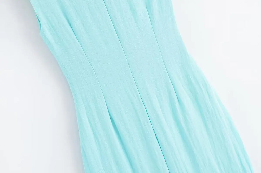 HH Woman's Summer Sexy Fashion Long Dress Solid Sleeveless Asymmetry Dresses Female Holiday Style Slit Slim Chic Dress