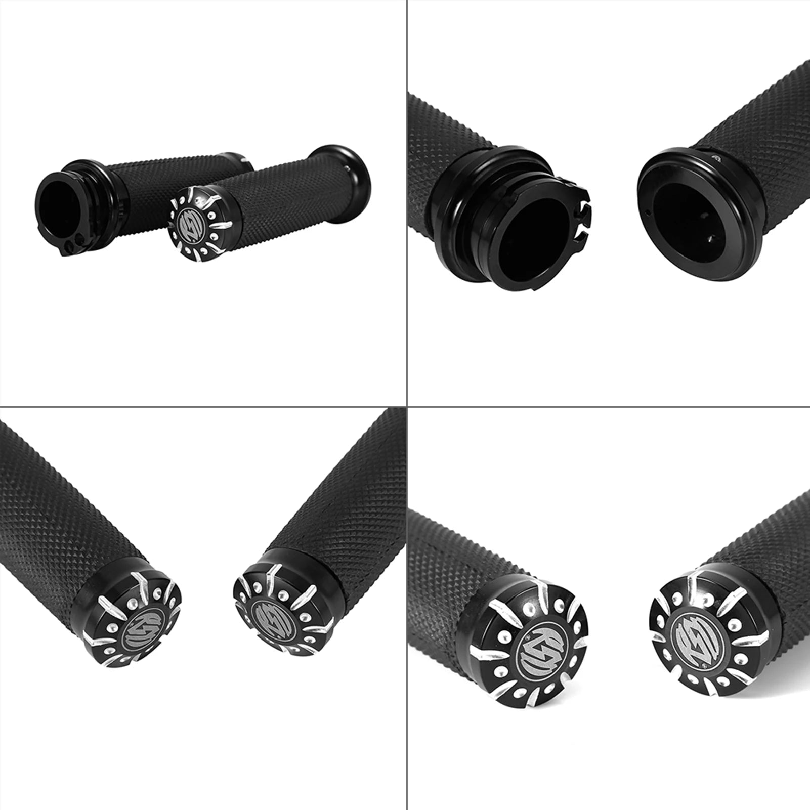 1in Motorcycle Handle Bar Hand Grips For Softail Cruiser Chopper Black US