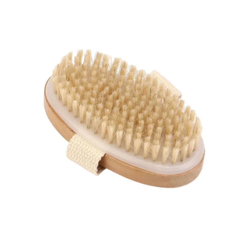 Wooden Bristle Body Brush Natural Wet Dry Bath Massager for Skin Deep Cleansing Exfoliation Skincare Tools for Home Use