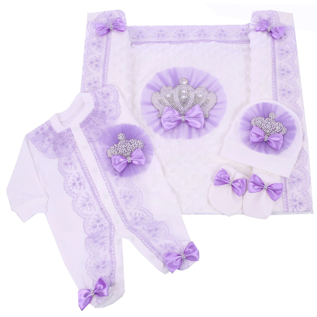 5pcs Newborn Baby Nursery Kids Outfit Clothing Cotton Infant Care Wrapped Baby Products Pants Mittens Receiving Blanket