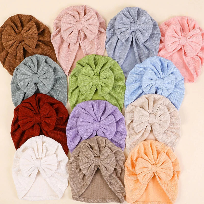 New Baby Hat For Newborn Infant Bows Turban Cap Autumn Winter Soft Baby Girl Bonnet Beanie Headwraps