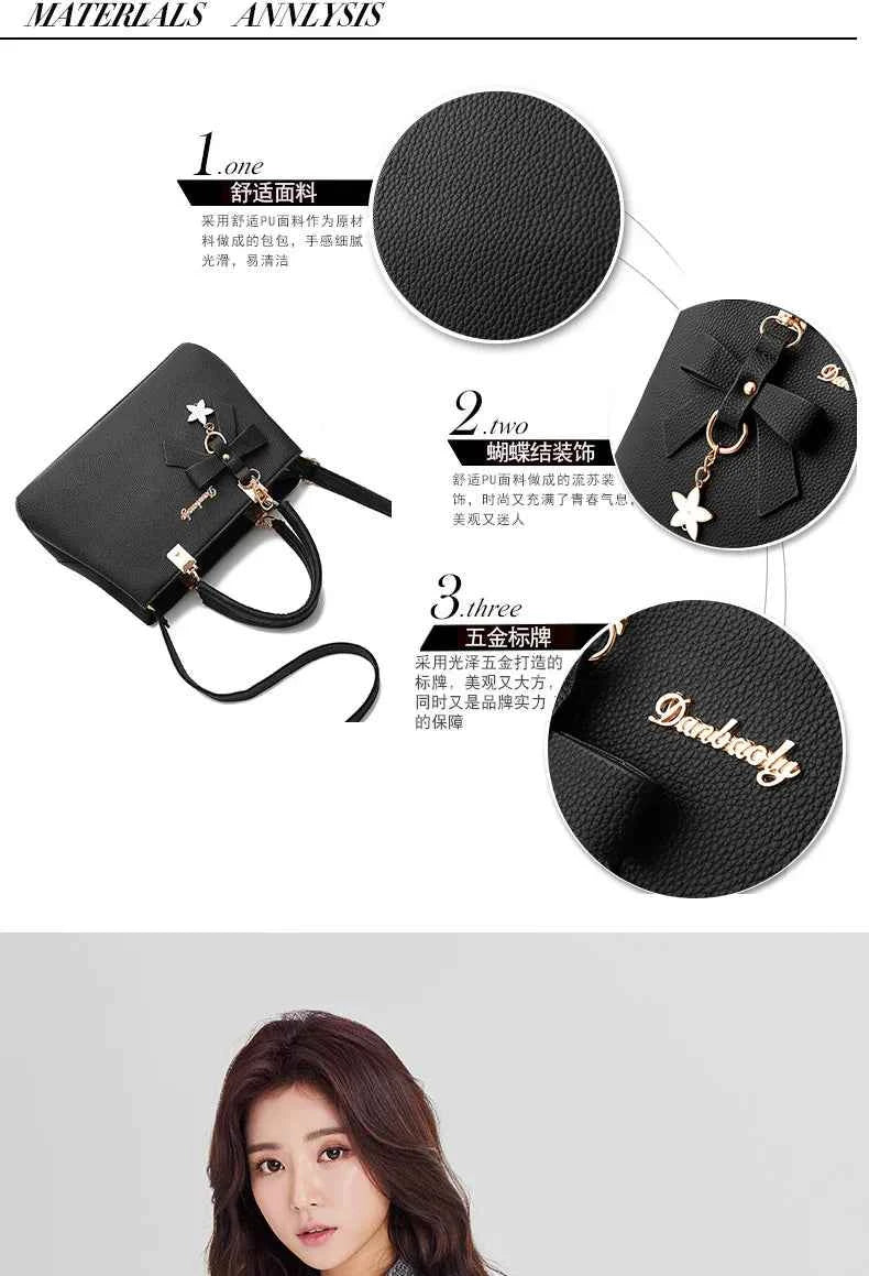 Yogodlns Elegant Women Messenger Bags with flower pendant Office Ladies Totes Pure Leather Handbag for female Crossbody Shoulder