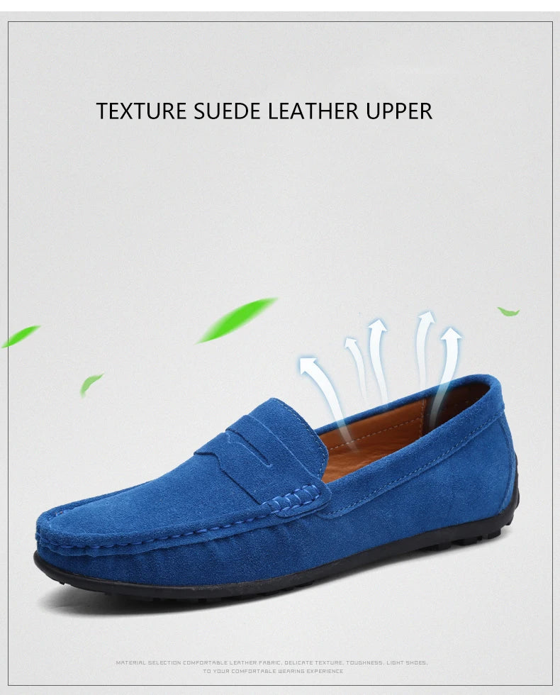 Men Casual Shoes Fashion Suede Leather Men Loafers High Quality Moccasins Slip On Men's Flats Lightweight Driving Shoes 38-47