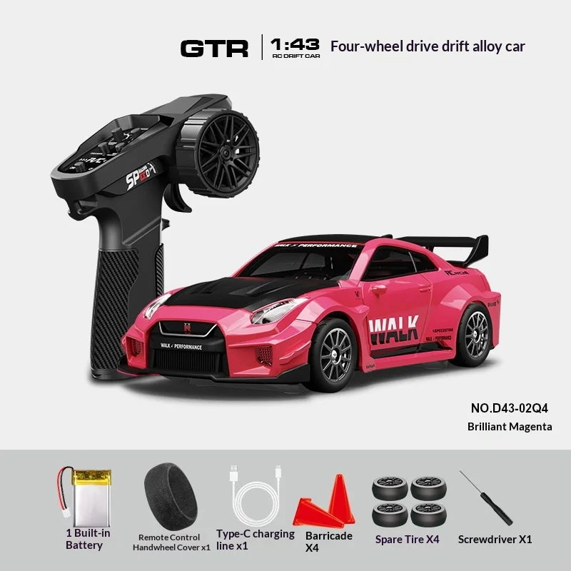 Mini Alloy RC Car 1:43 High-Speed Drifting Sports Car Boys Toy Four-Wheel Drive Simulation Race Car Remote Control Vehicle
