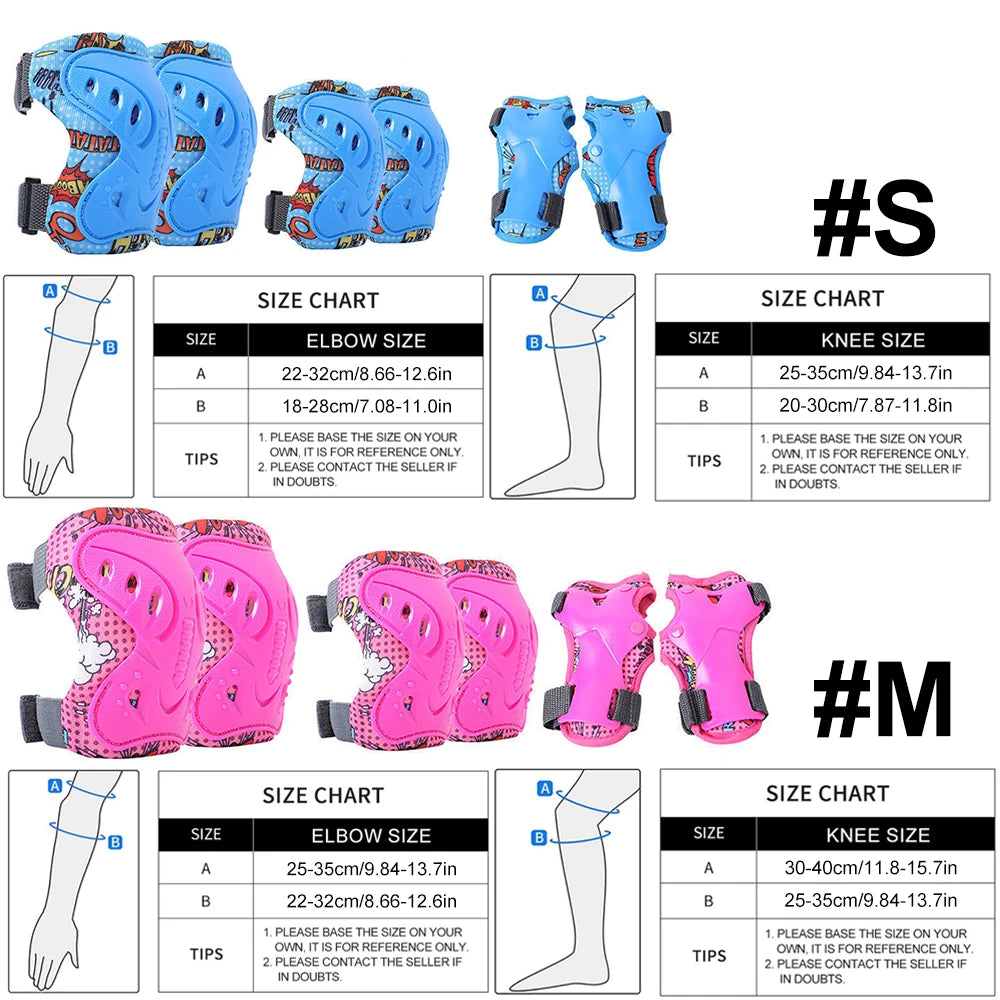 Kids Protective Gear Set - Knee & Elbow Pads & Wrist Guards for Ages 3-12 | Adjustable Safety Pads for Skateboarding, Cycling