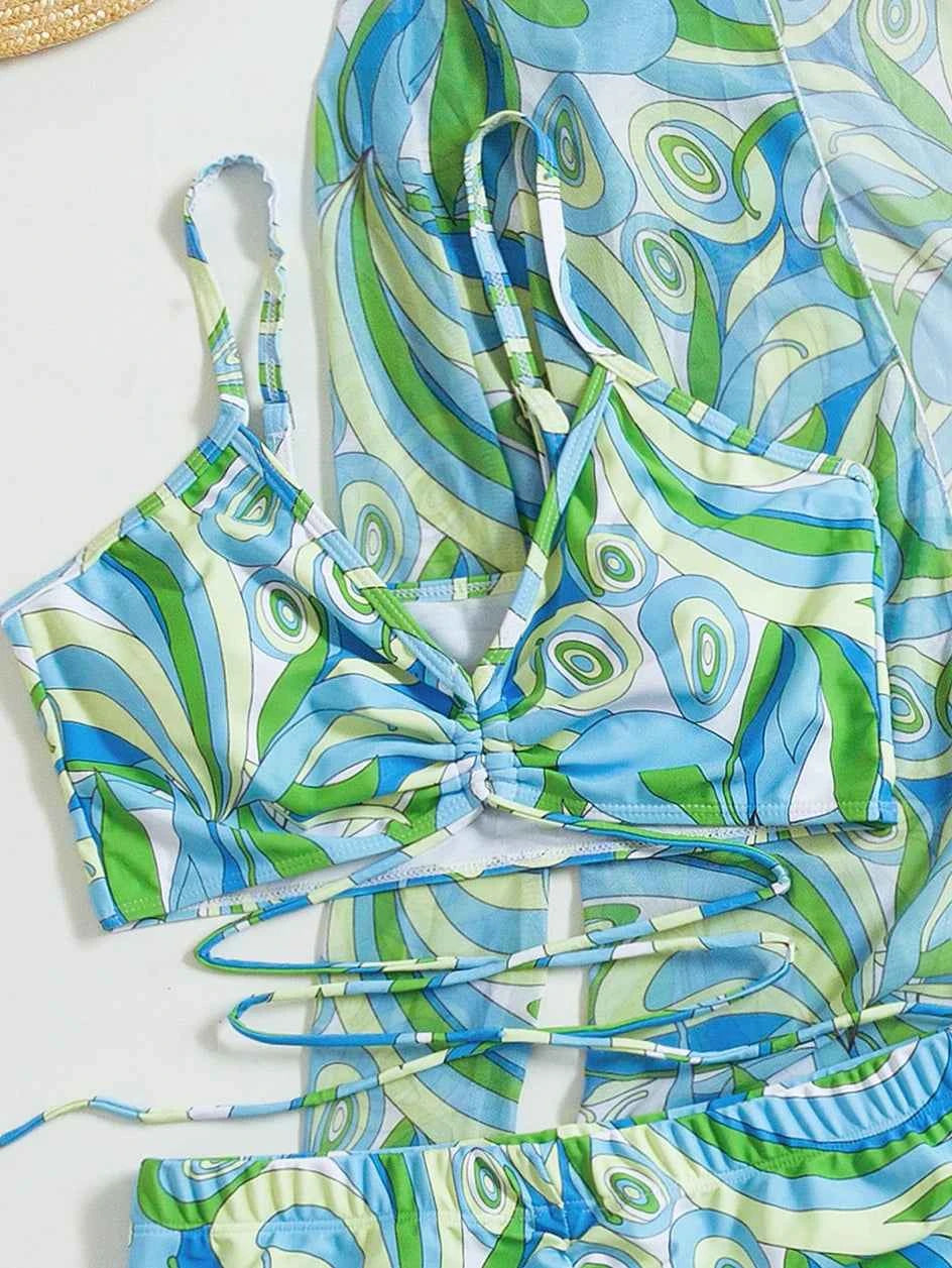 Sexy Print Bikini 2026 Women High Waist Swimsuit Cover Up Swimwear Female Lady Bathing Suit Swimming Summer Beachwear